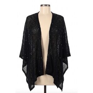 Accessory St Vintage Crochet Whimsigoth Goth Sequin Knit Poncho Cardigan Open OS
